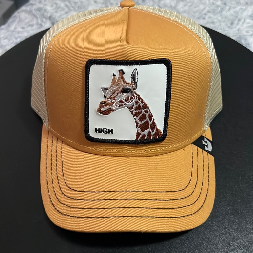 Goorin Bros. Giraffe “So High” SnapBack Trucker Hat Black Yellow Mustard